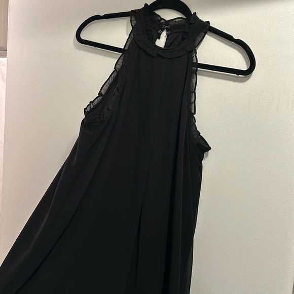 BCBGeneration Dresses & Skirts - BCBG Black Cocktail Dress – Size M – Lace Ruffle Neckline – Elegant & Flowy